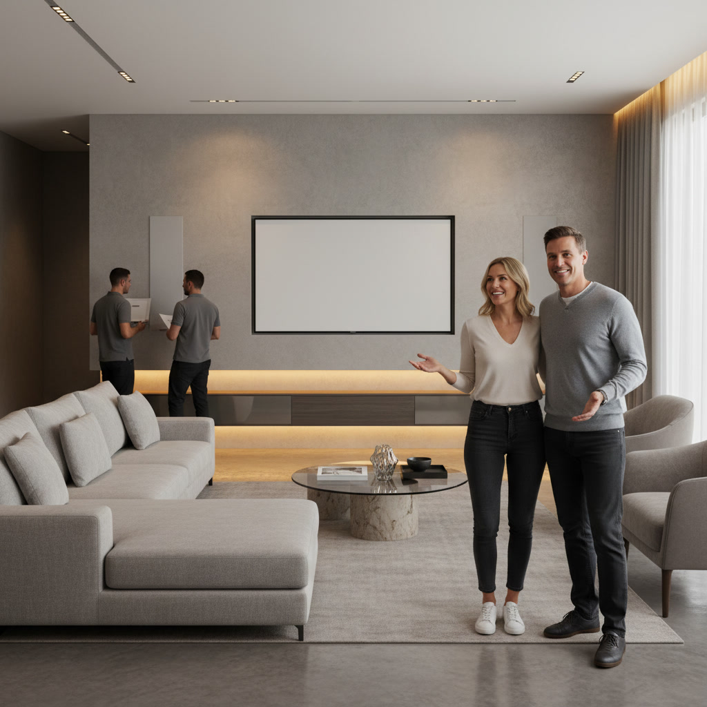 Wall-mounted TV with integrated audio in Fountain Hills living room