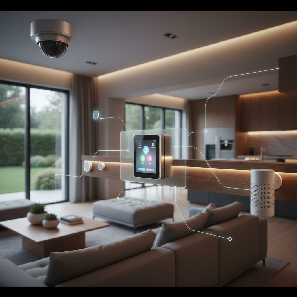 Integrated smart home security system with automated lighting and camera response